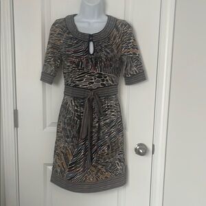 BCBGMaxAzria Black and Tan Sheath Mini Dress